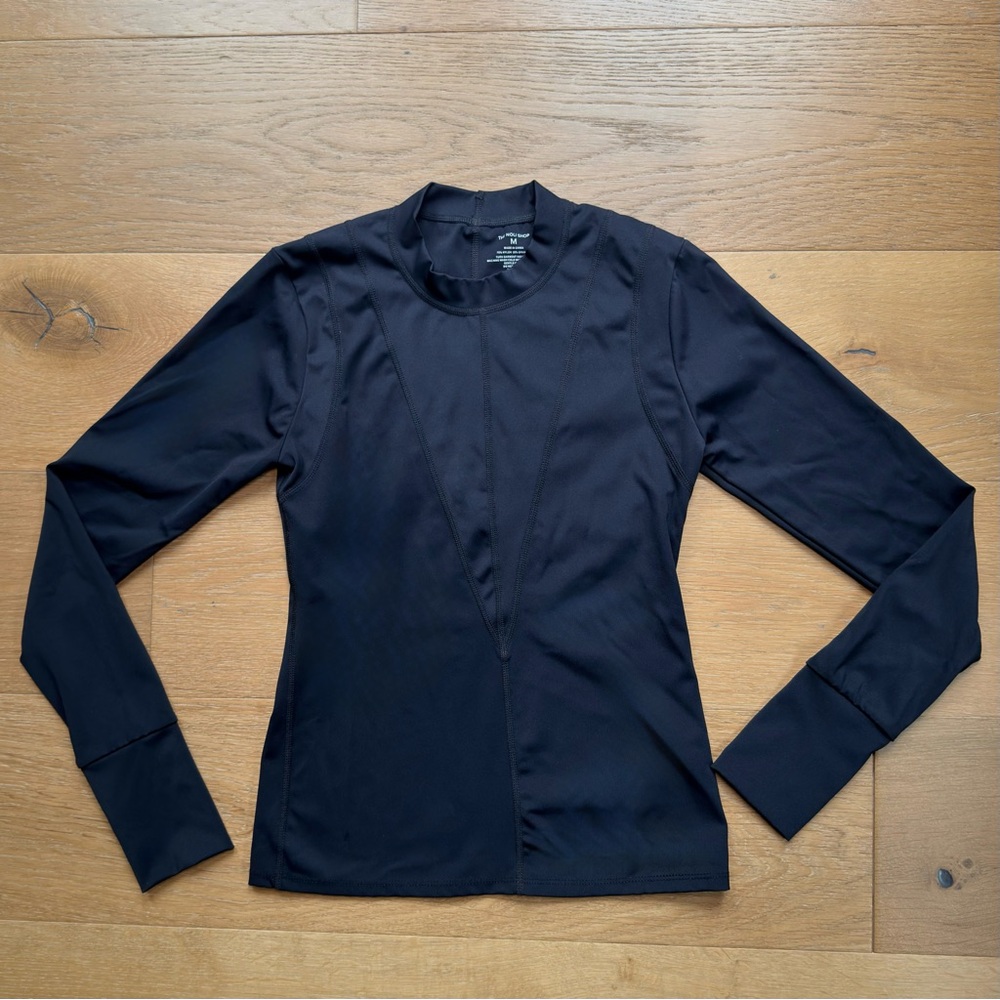 Noli Aura Top Gym Active Long Sleeve Stretch Black Mock Neck Women's Medium EUC